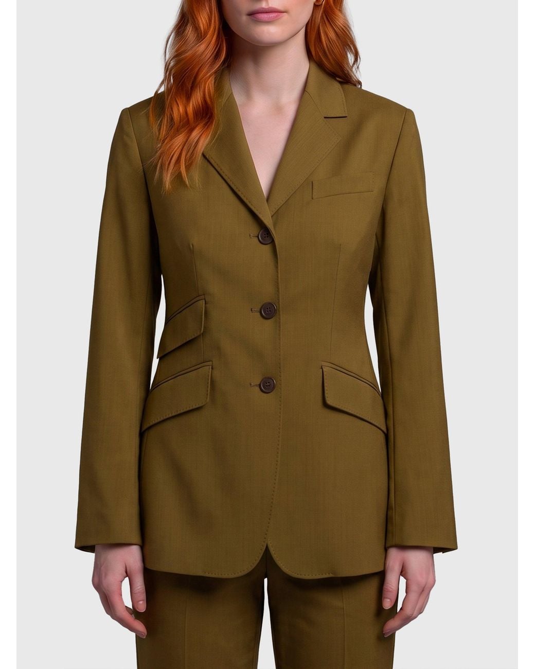 Max Mara Green Patio Single-Breasted Wool Blazer