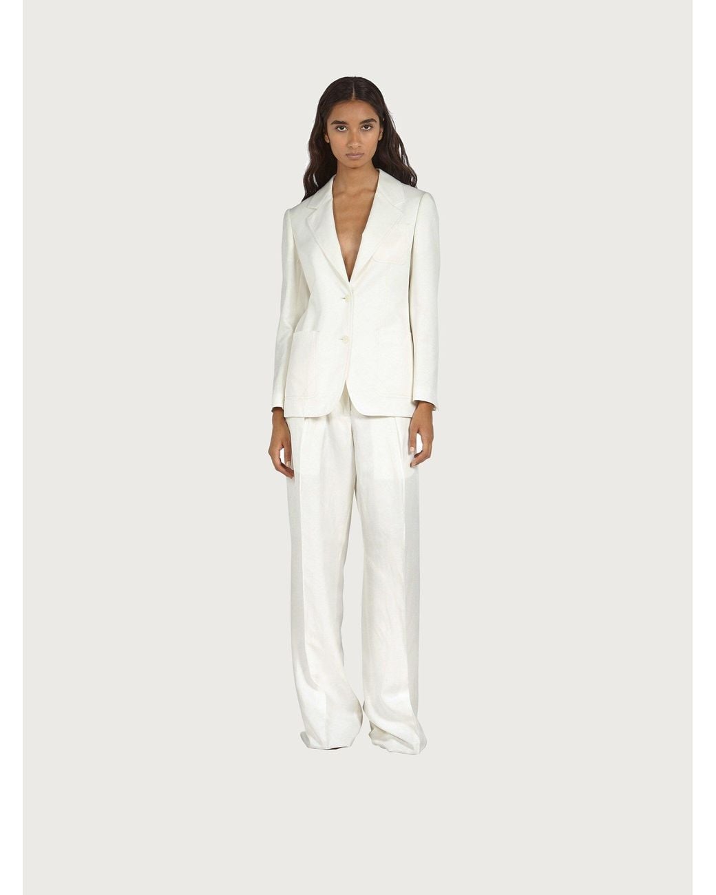 Ferragamo White Blazer, Single-Breasted