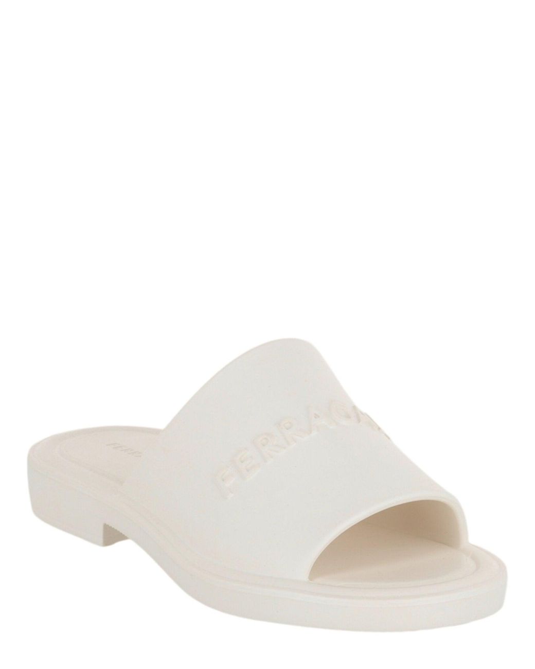 Ferragamo White Giuneva Logo Slides