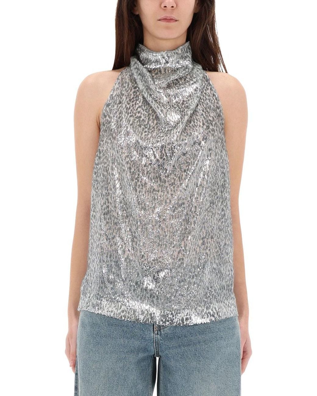 Stella McCartney Gray Metalized Polyester Silk