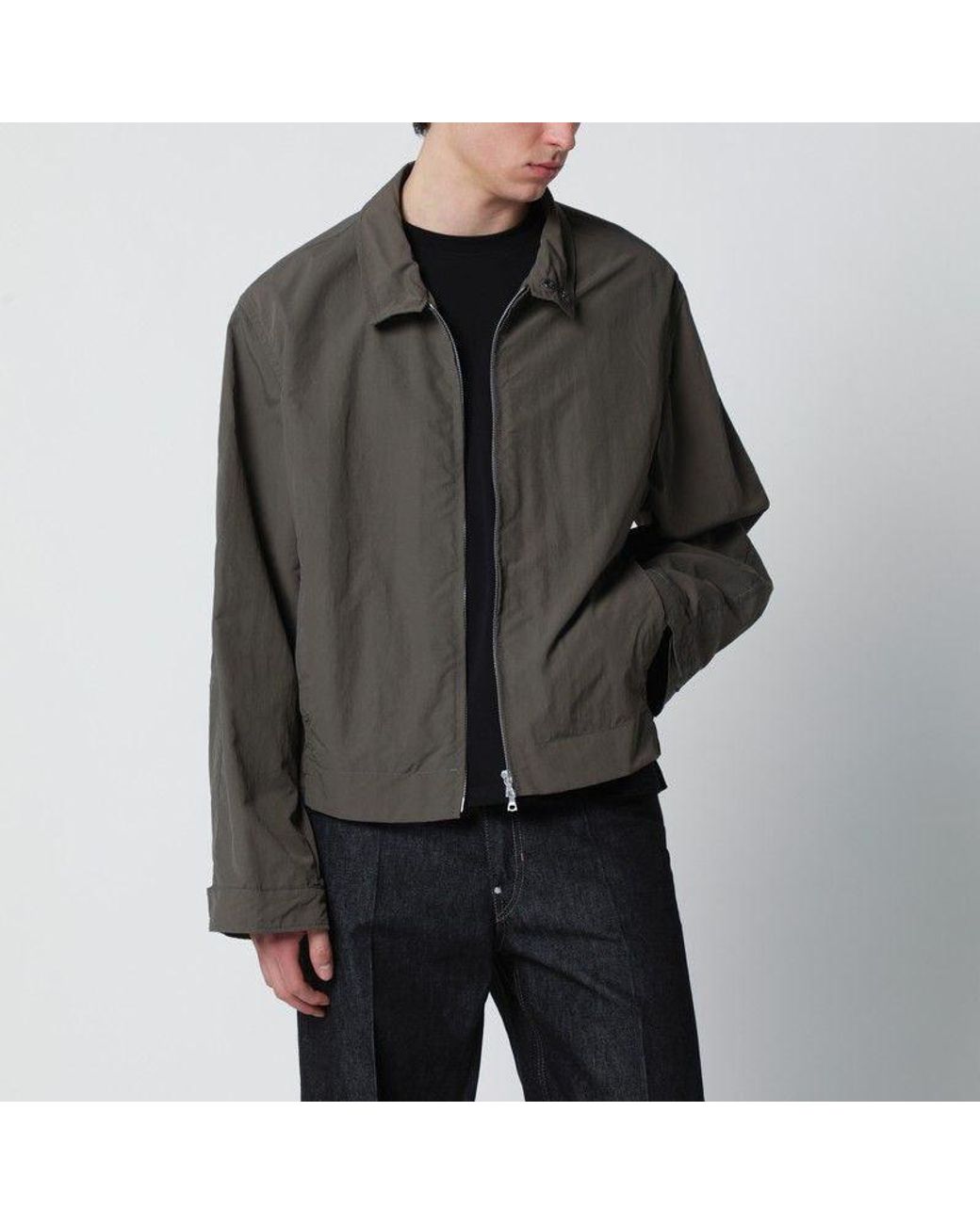 Dries Van Noten Black Khaki Zipup Jacket for men