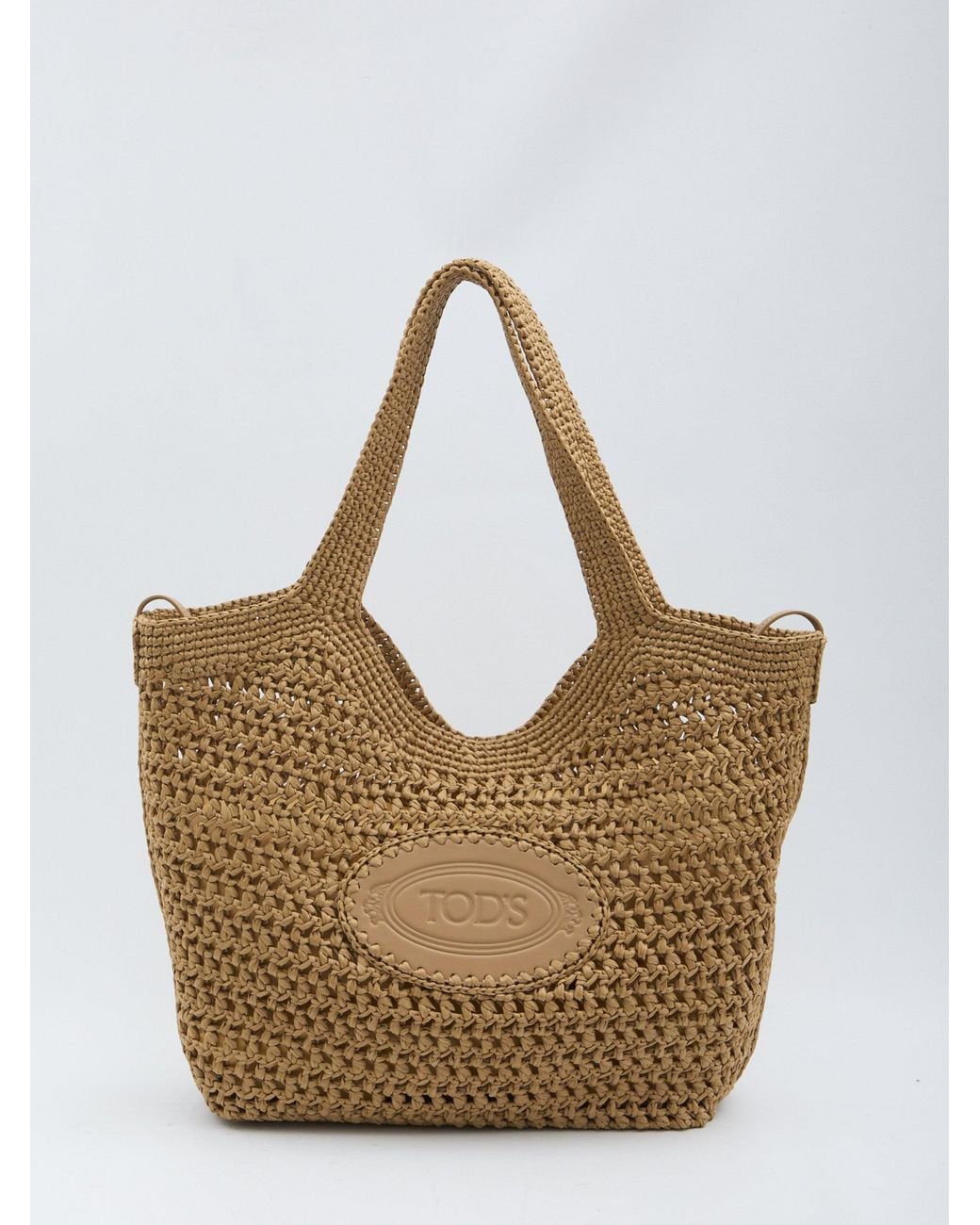 Tod's Natural Raffia Shopping Bag Medium