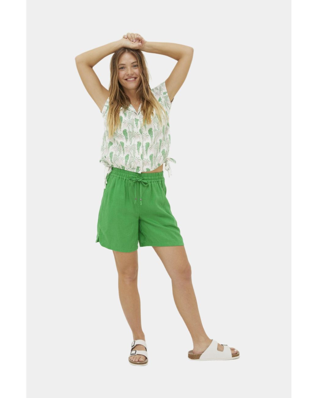 FatFace Tenby Linen Shorts in Green | Lyst
