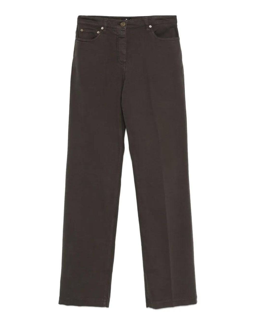 Etro Gray Straight Trousers With Button Fly