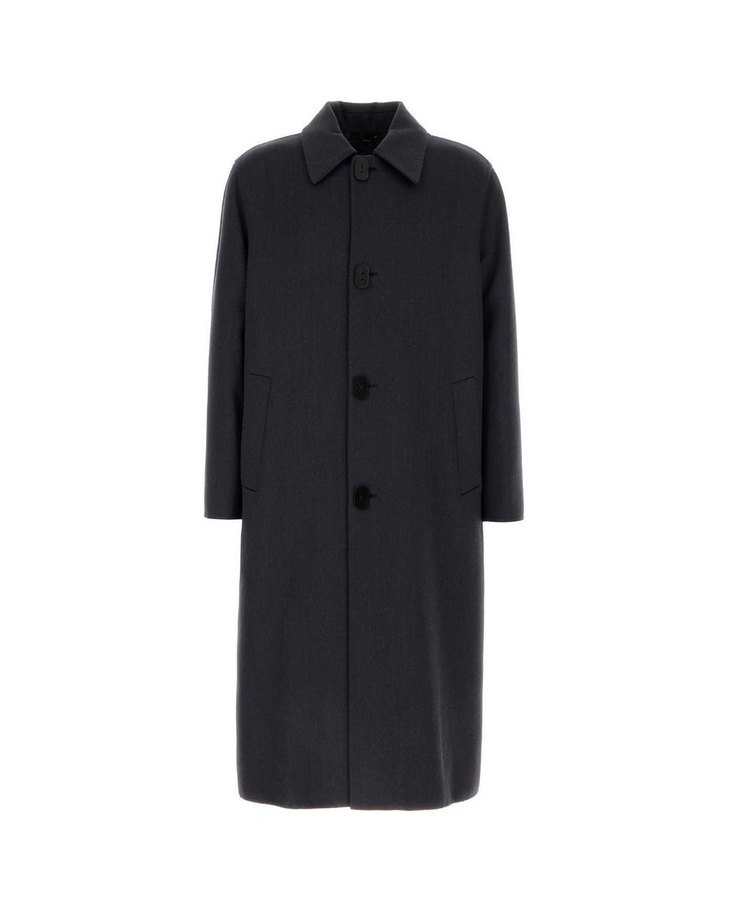 Fendi Black Charcoal Wool Blend Coat for men