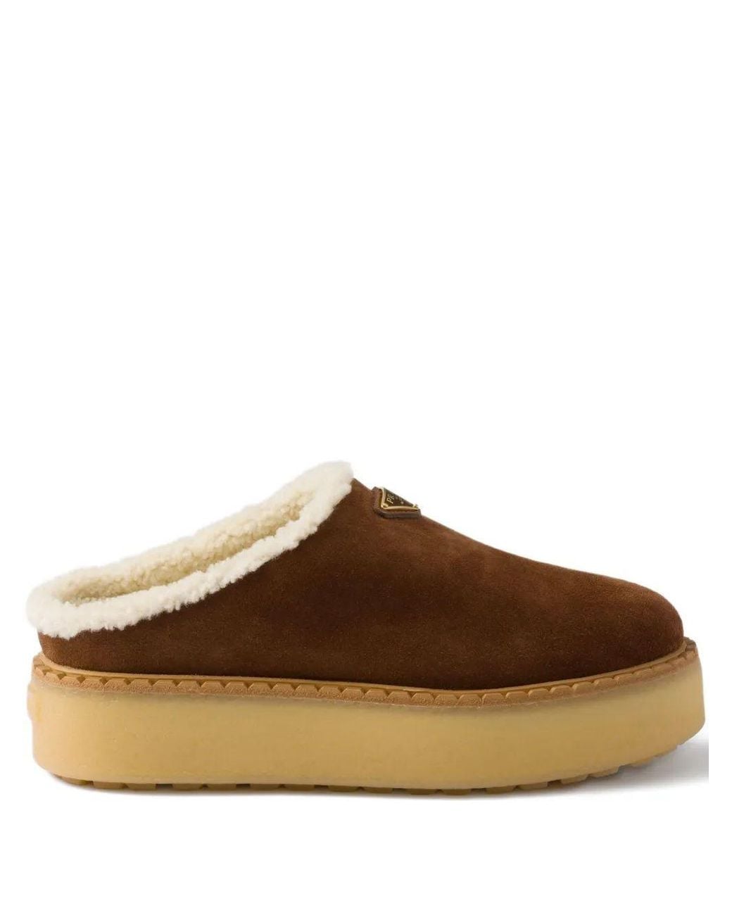 Prada Brown Suede Slippers