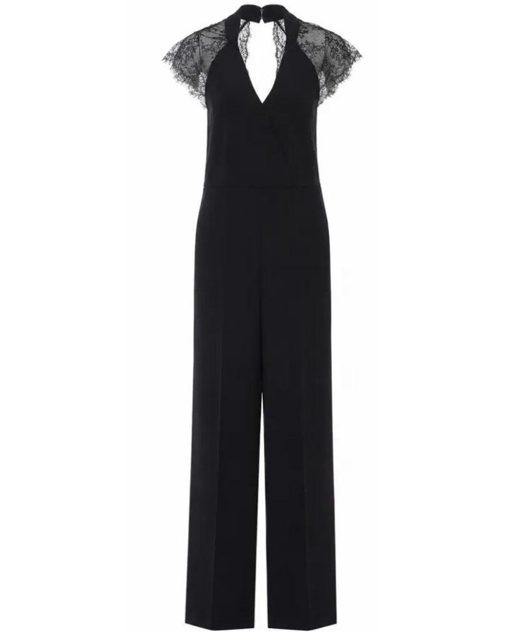Twinset Lace-Sleeve Palazzo Jumpsuit in Black | Lyst