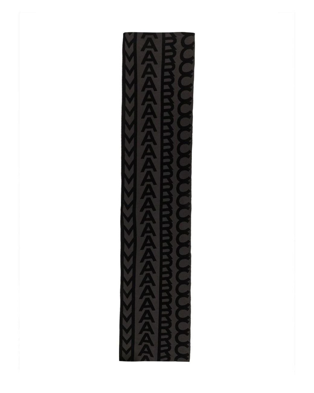 Marc Jacobs Black Monogram Knit Scarf Wool
