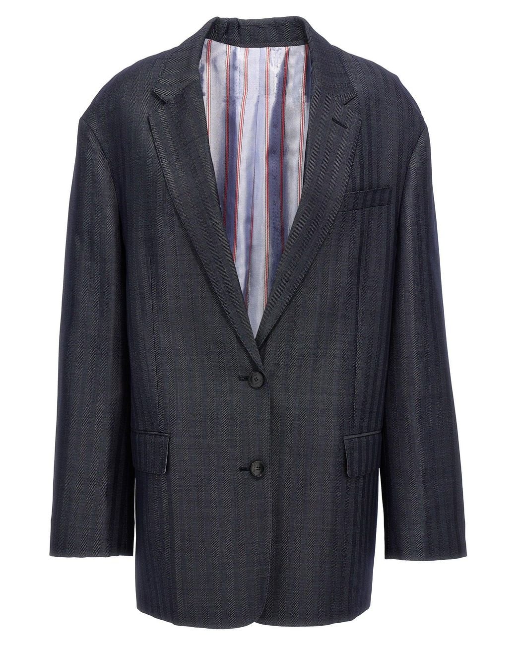 Etro Blue Oversized Buttoned Outer Jacket