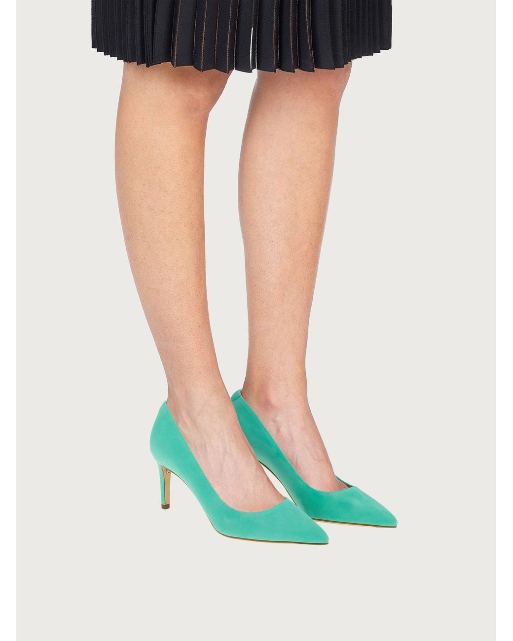 Ferragamo Green Pump — Light Aqua