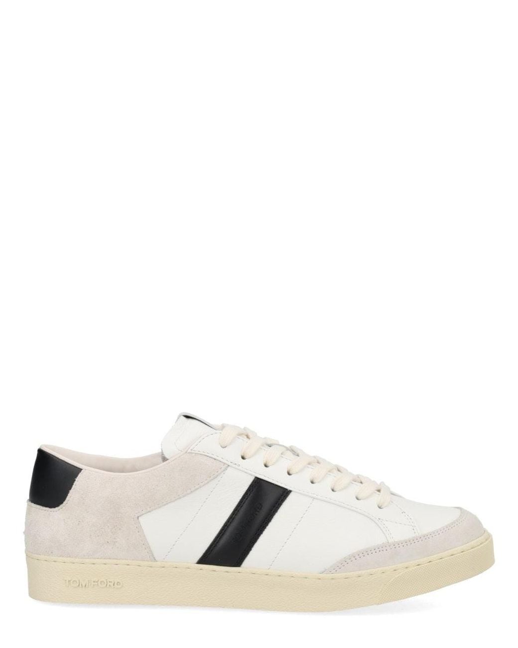 Tom Ford White Grain Leather And Suede Blake Sneaker for men