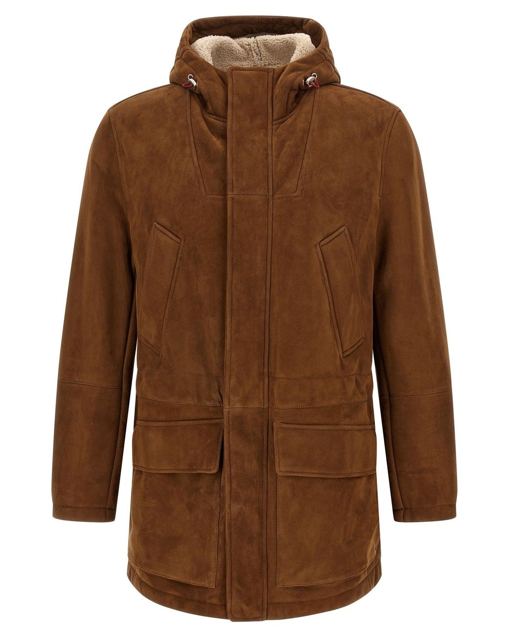 Brunello Cucinelli Brown Suede Parka for men