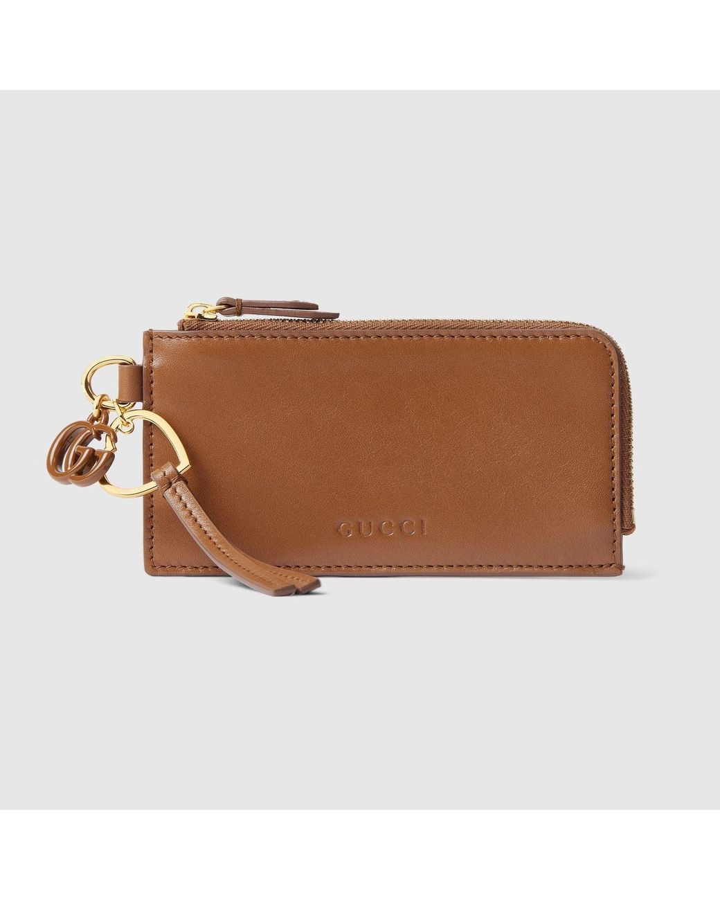 Gucci Brown Card Case With Double G Charm