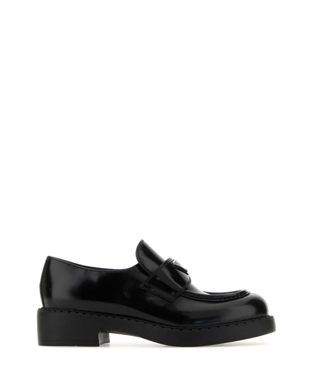 Prada Black Brushed Leather Loafers