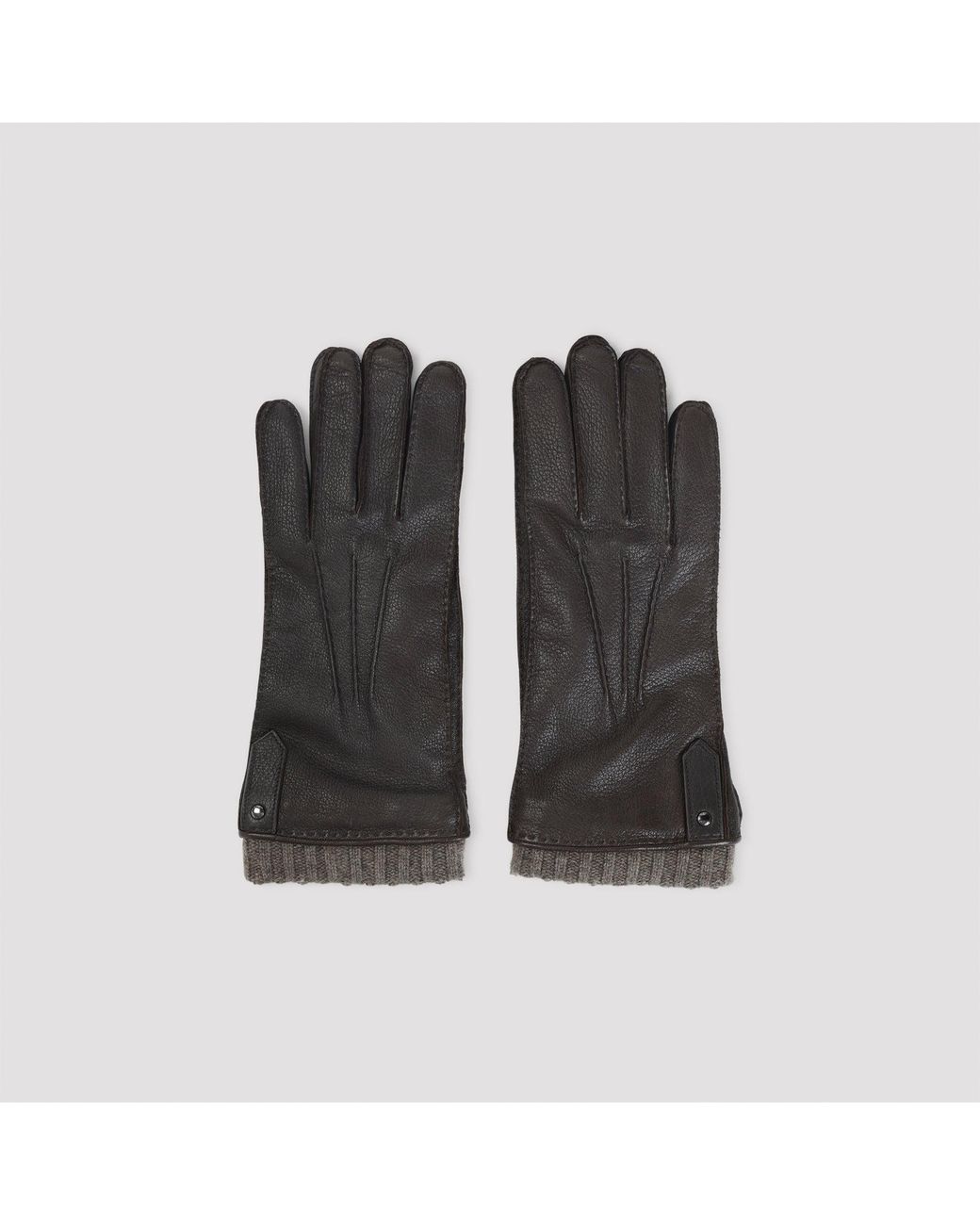 Canali Black Gloves for men
