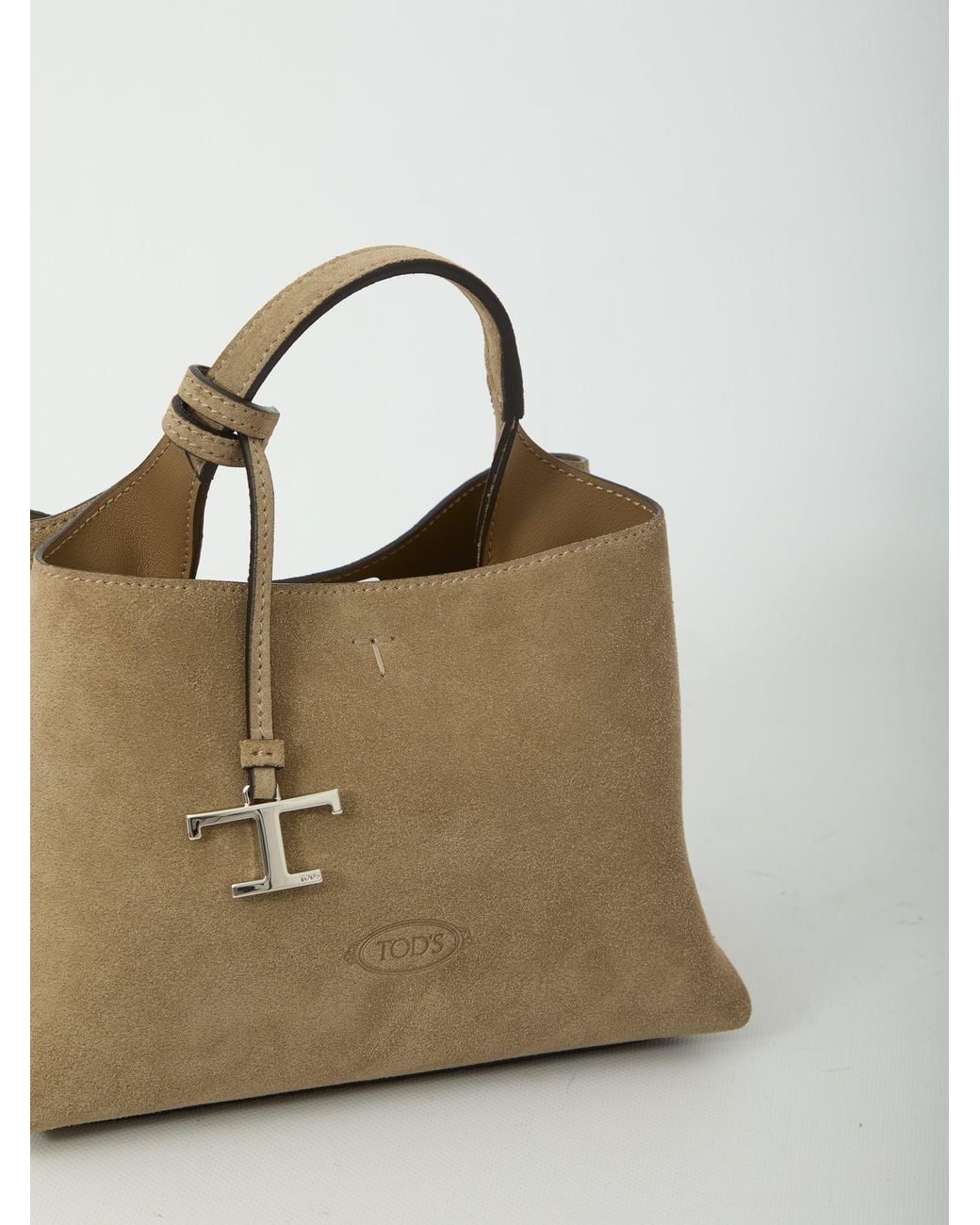 Tod's Natural Micro Suede Leather Bag