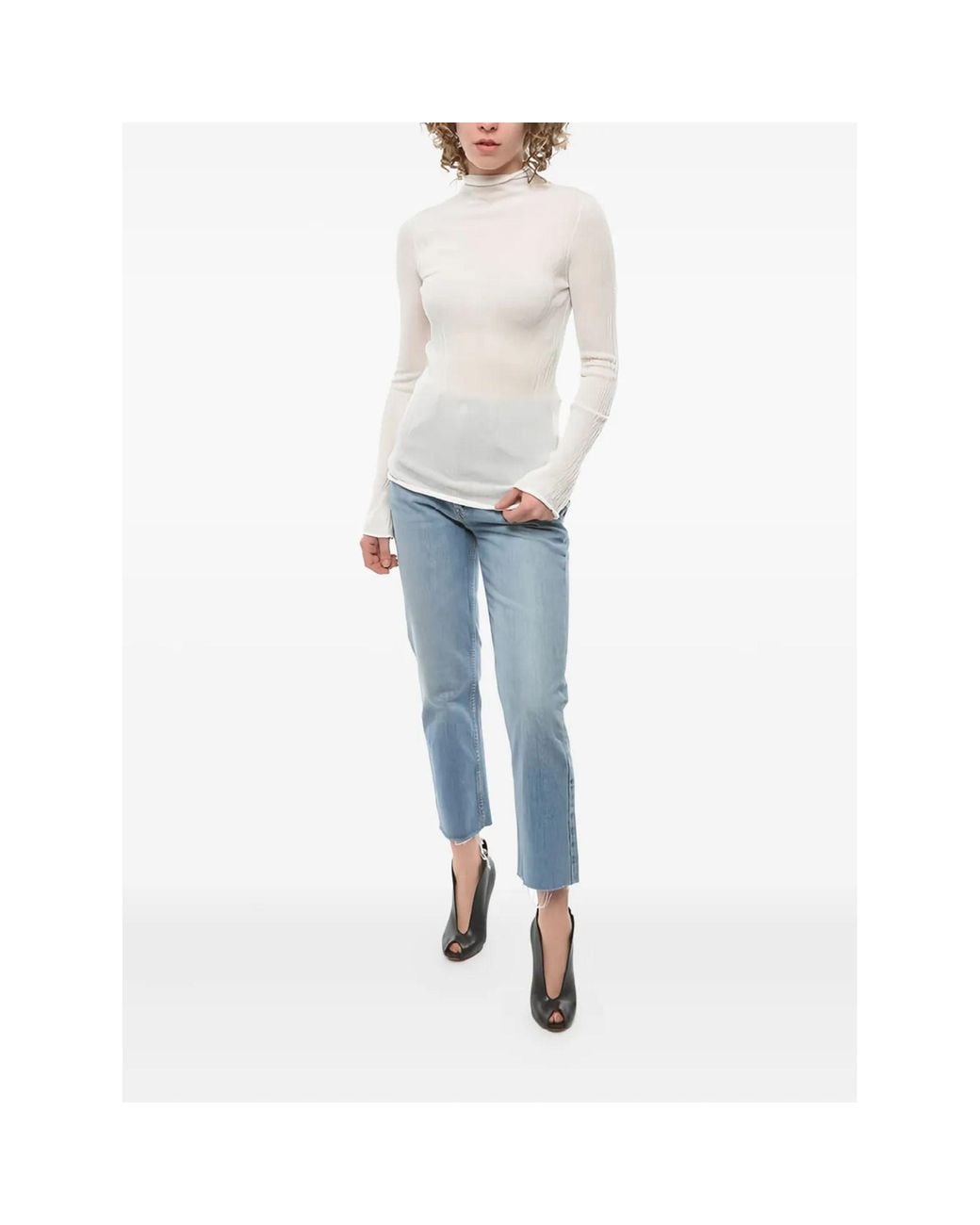 Ferragamo White Long Sleeves Round-Neck