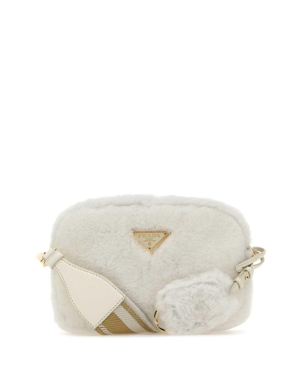 Prada White Shearling Crossbody Bag
