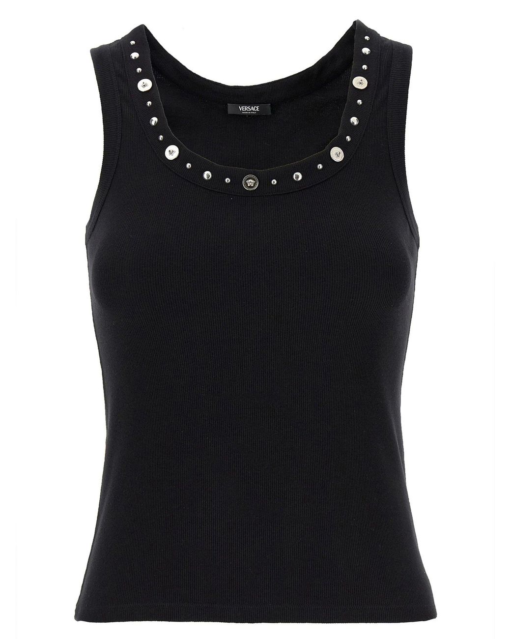 Versace Black Cotton Sleeveles T-Shirt