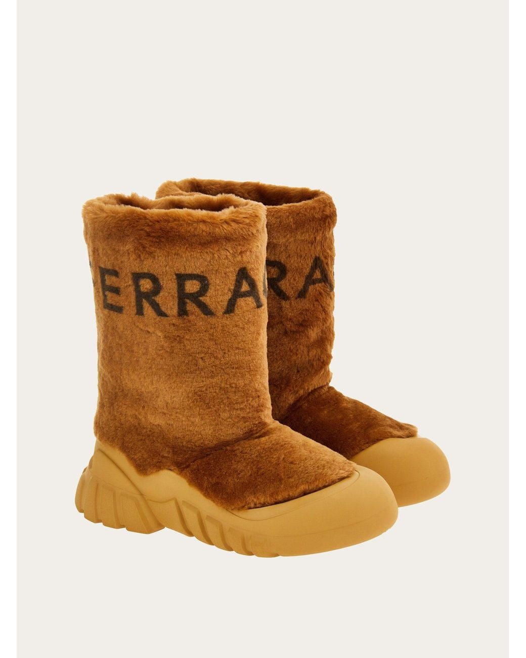Ferragamo Brown Delphi Shearling Boot, Medium for men
