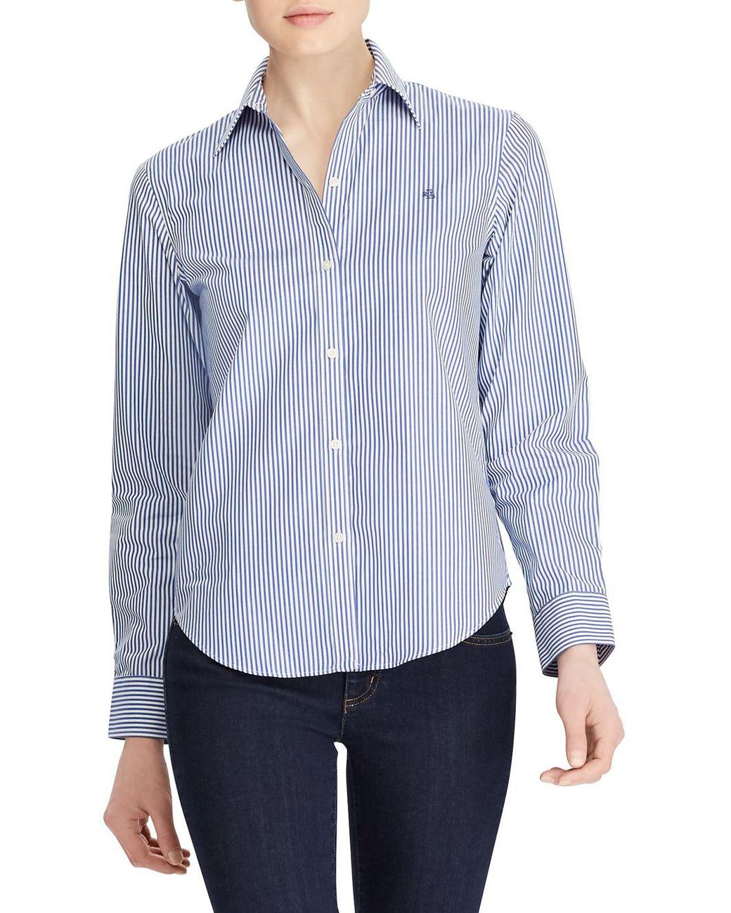 Lauren by Ralph Lauren Petite Cotton Buttondown Shirt in Blue Lyst