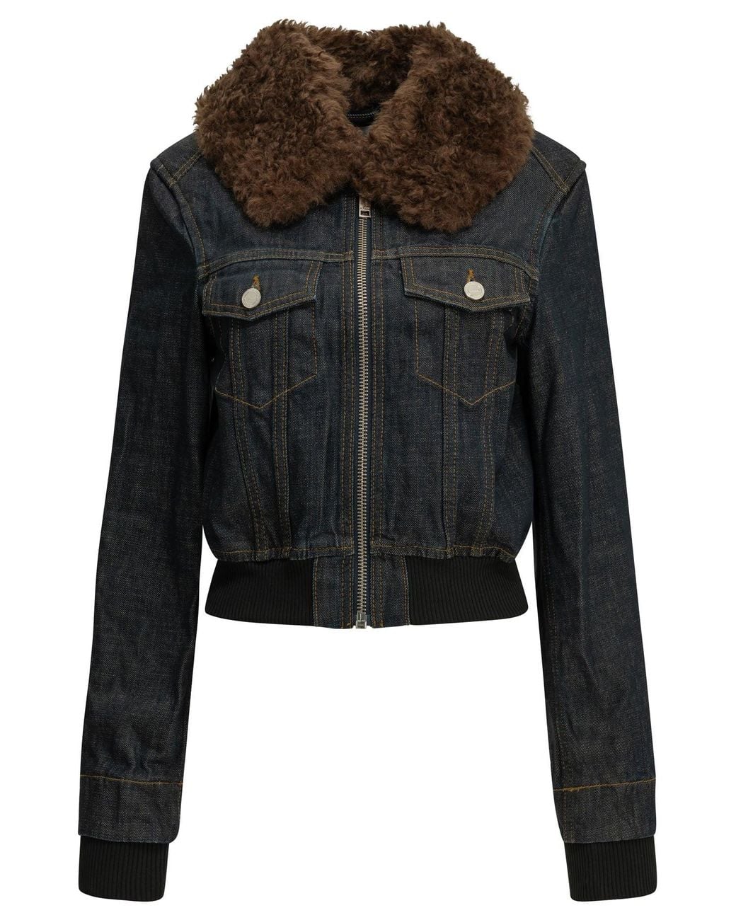 Ganni Black Flamed Denim Jacket