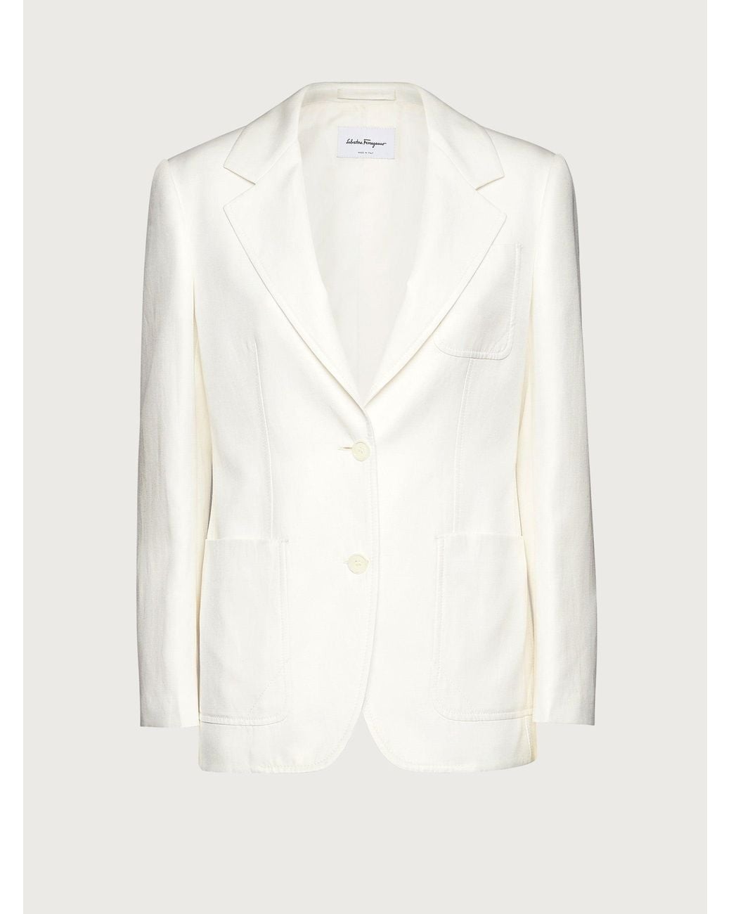 Ferragamo White Blazer, Single-Breasted
