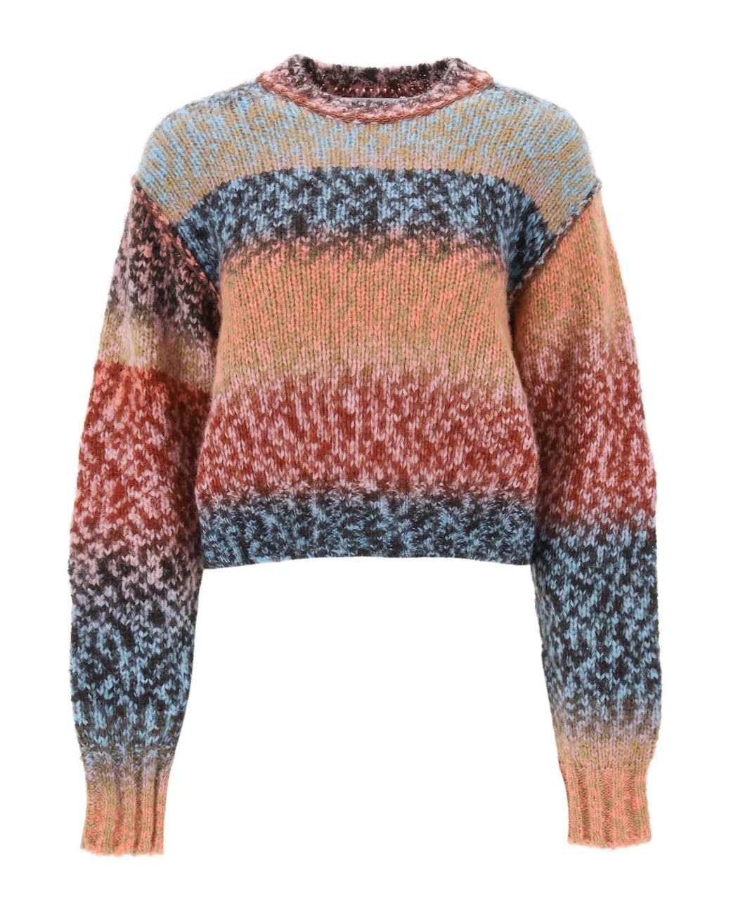 Acne Blue Multicolored Wool-blend Sweater