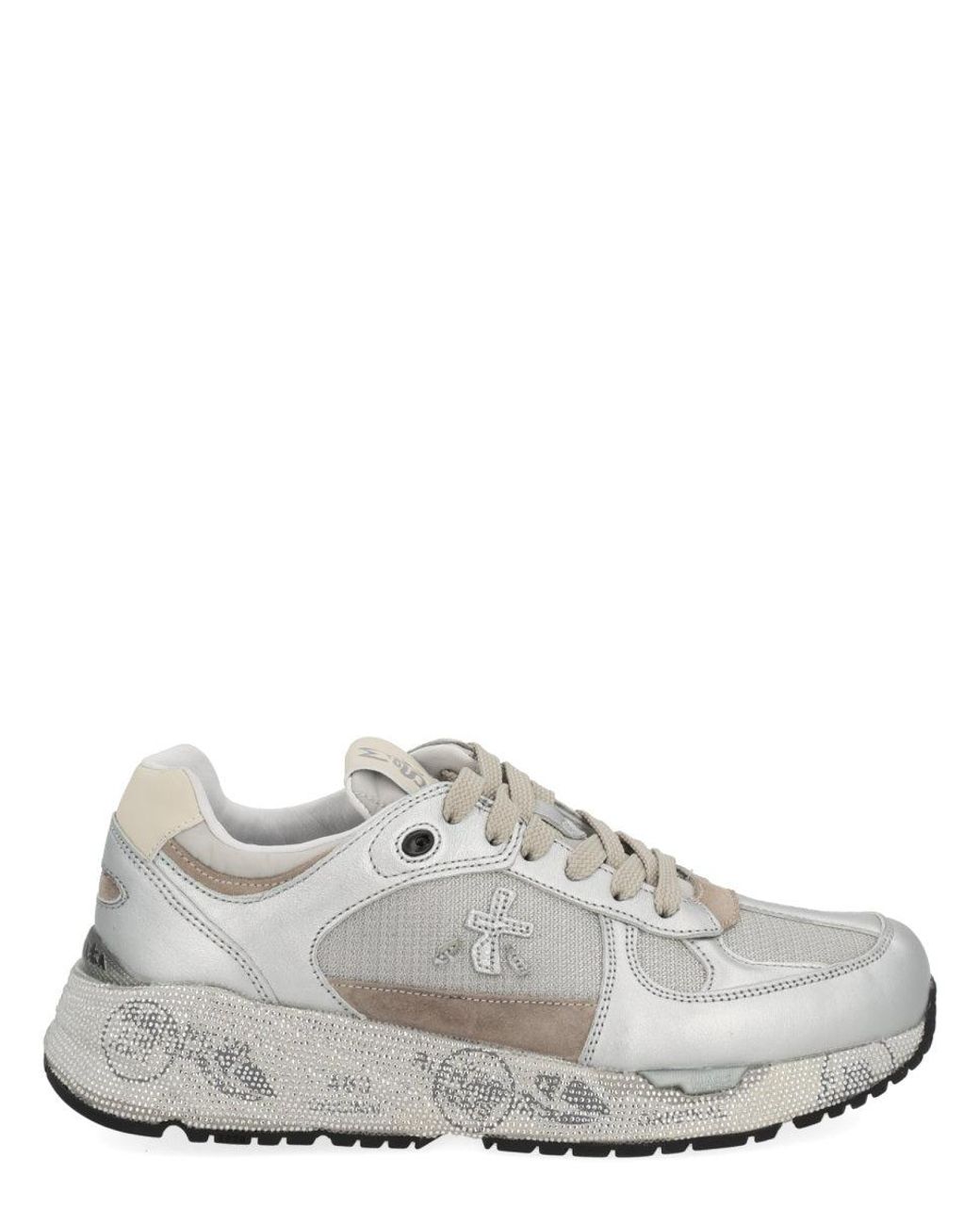 Premiata White Chic Sneakers With Textured Upper And Chunky Sole