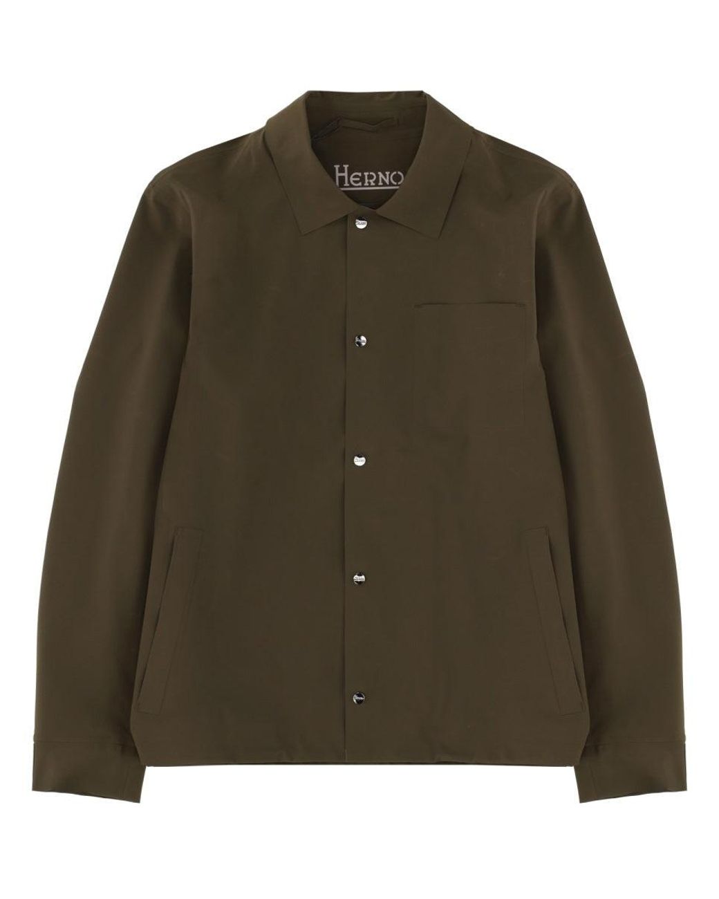 Herno Green Overshirt With Pocket for men