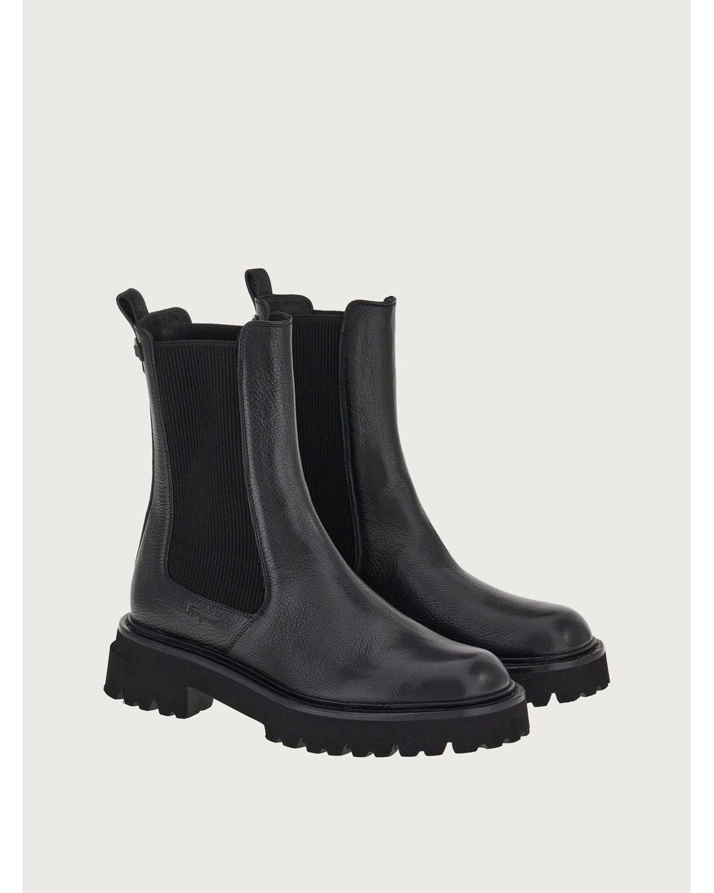 Ferragamo Black Oderico Bootie, Leather
