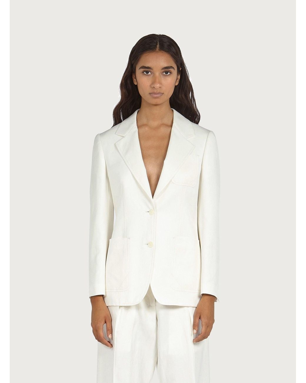 Ferragamo White Blazer, Single-Breasted