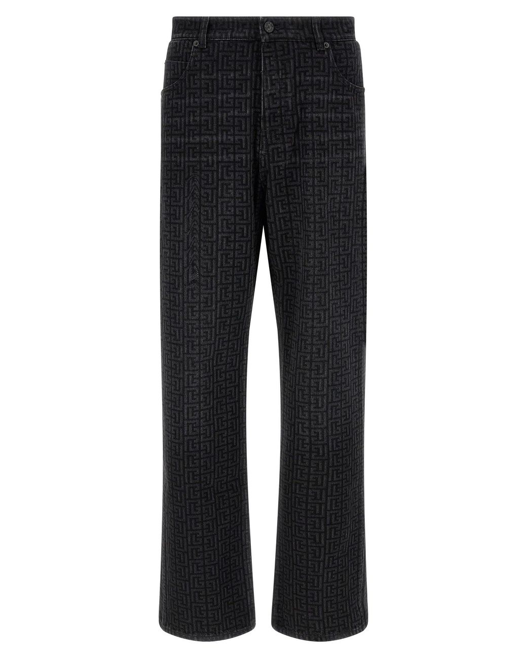 Balmain Black Monogram Pattern Jeans