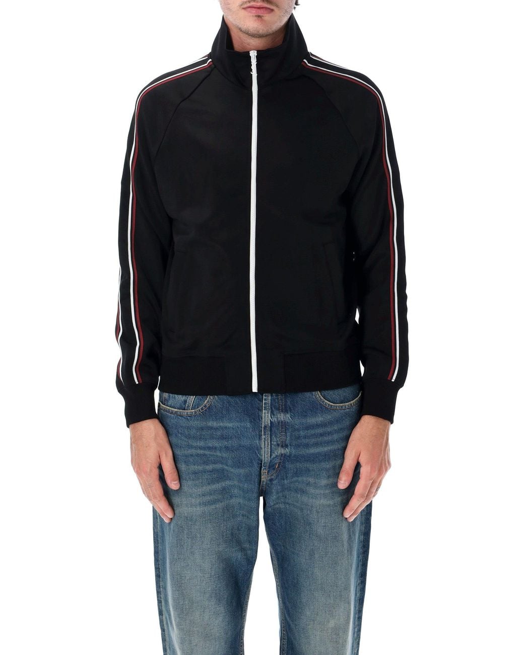 Saint Laurent Black Cassandre Jersey Track Jacket for men