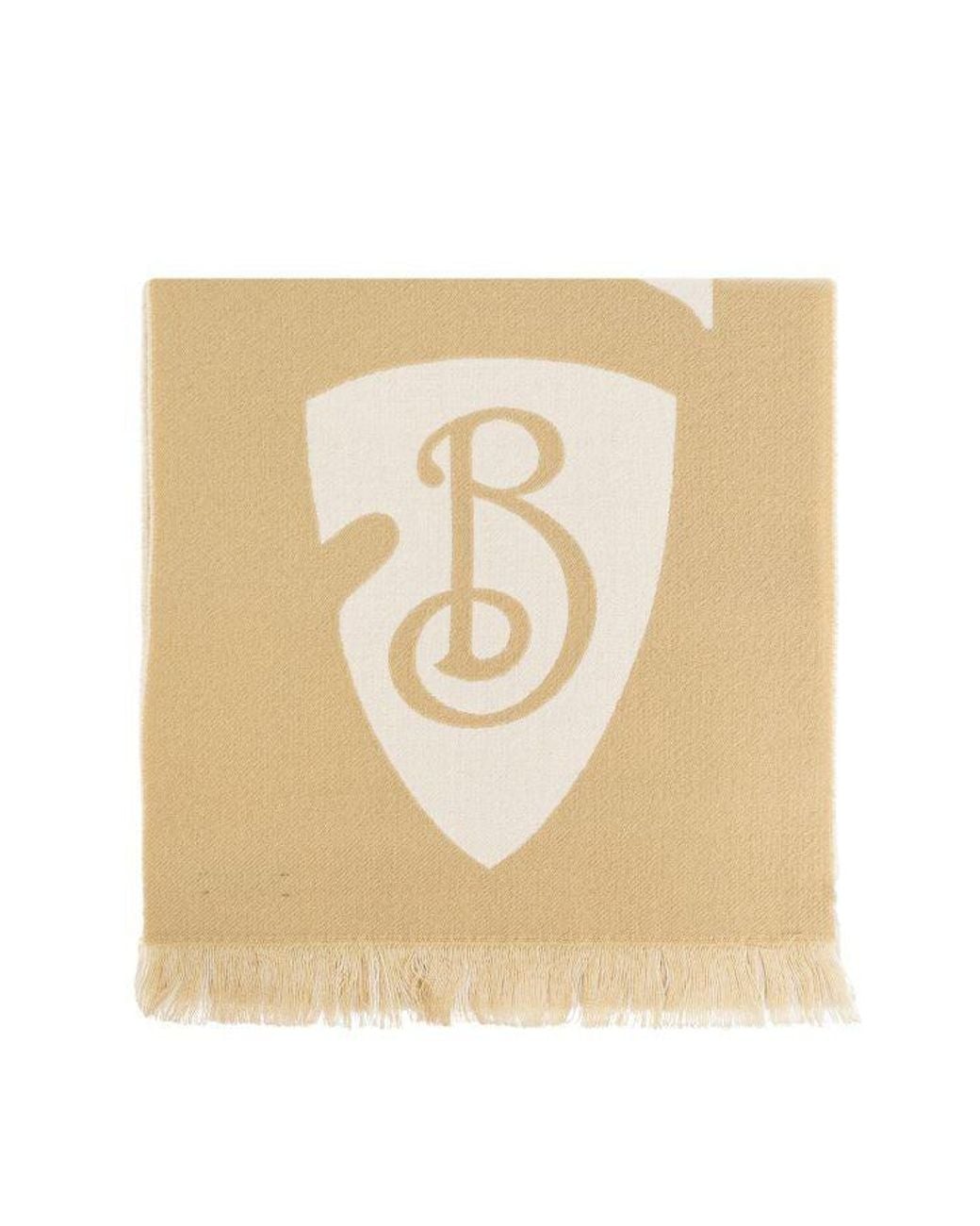Burberry Metallic Wool Scarf With Logo