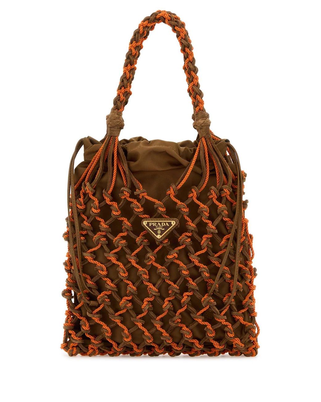 Prada Brown Two-Tone Mesh Handbag