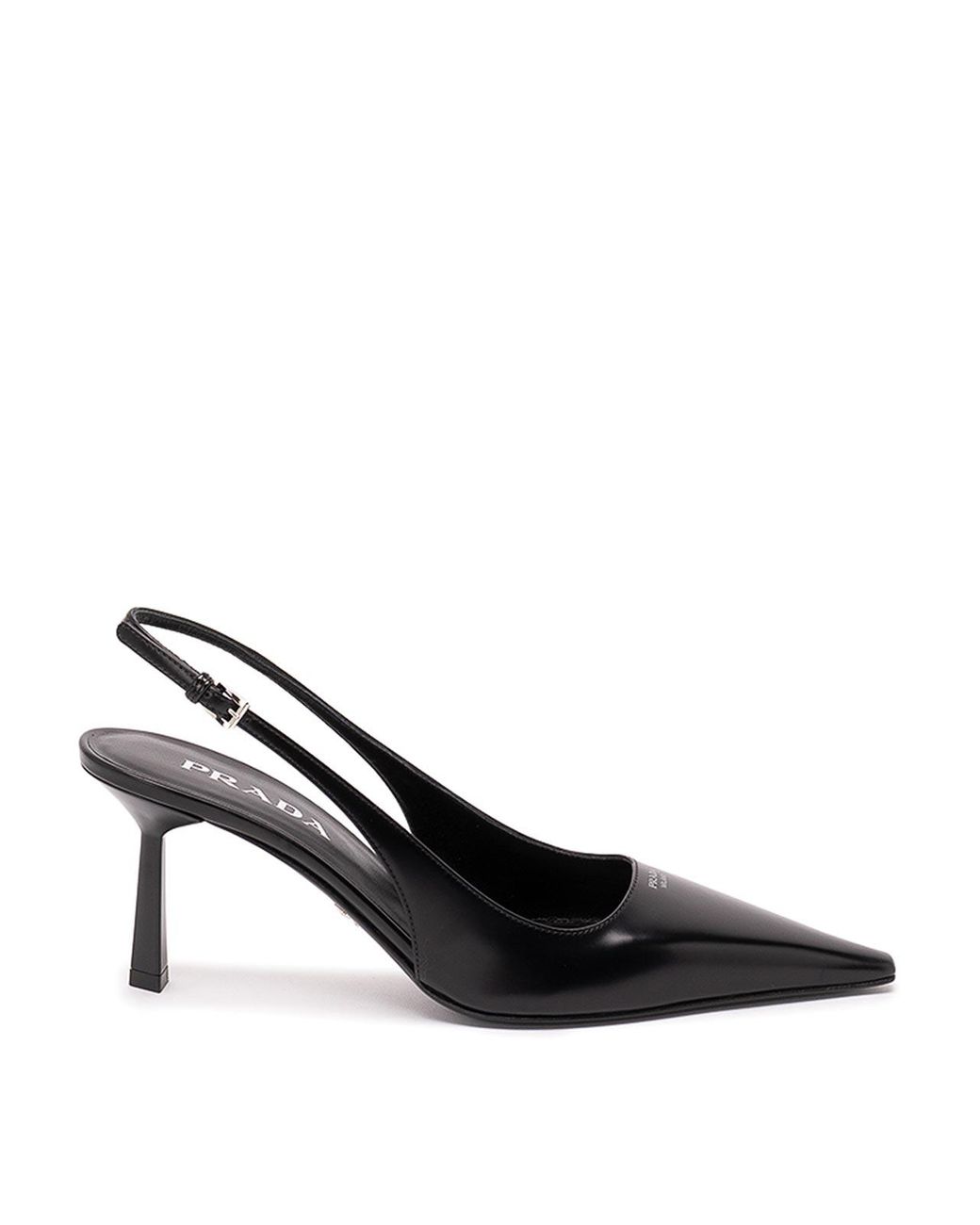 Prada Black Brushed Leather Slingback Pumps