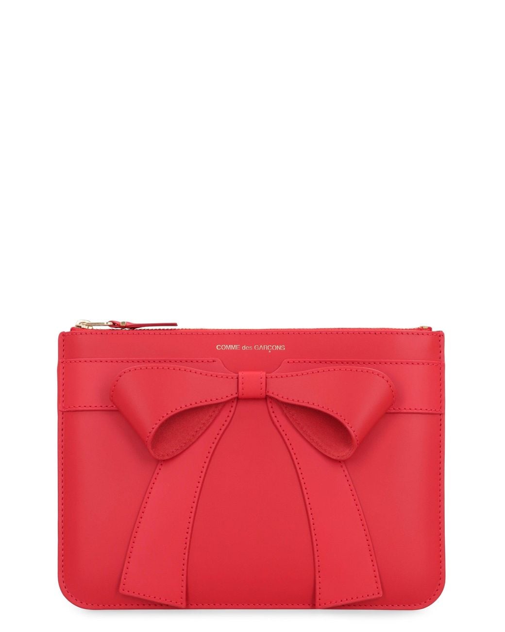 Comme des Garçons Red Leather Pouch Calf Clutch Bags