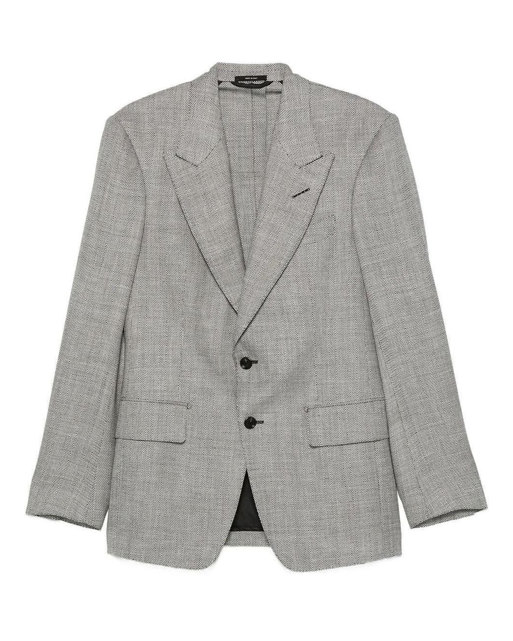 Tom Ford Gray Herringbone-Pattern Wool Blend Blazer for men