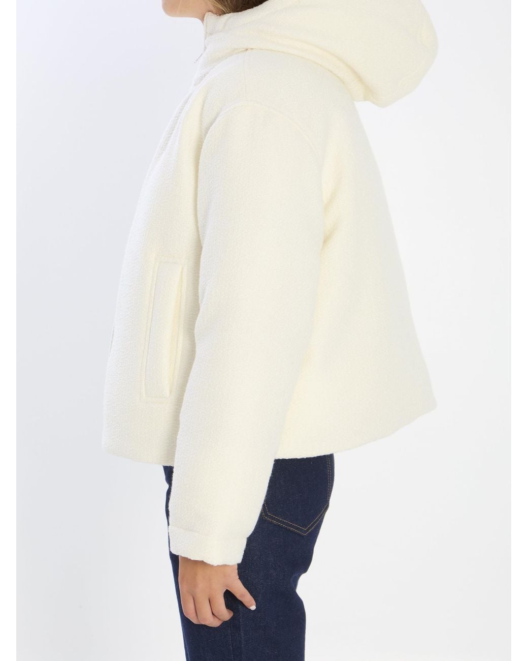 Gucci White Wool-Blend Bomber Jacke
