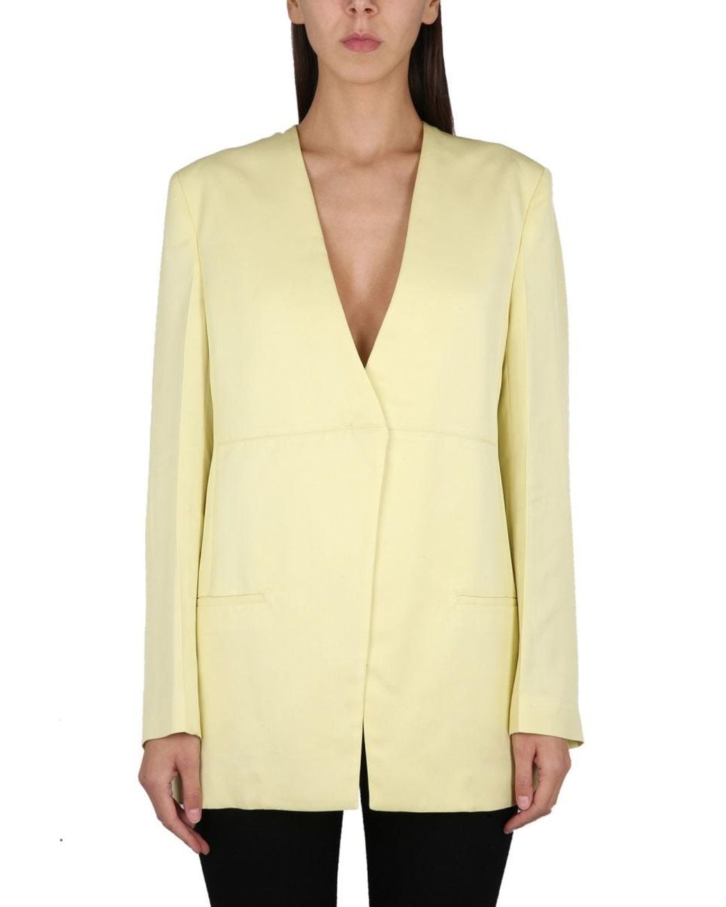 Jil Sander Natural V-Neck Jacket With Back Slit For