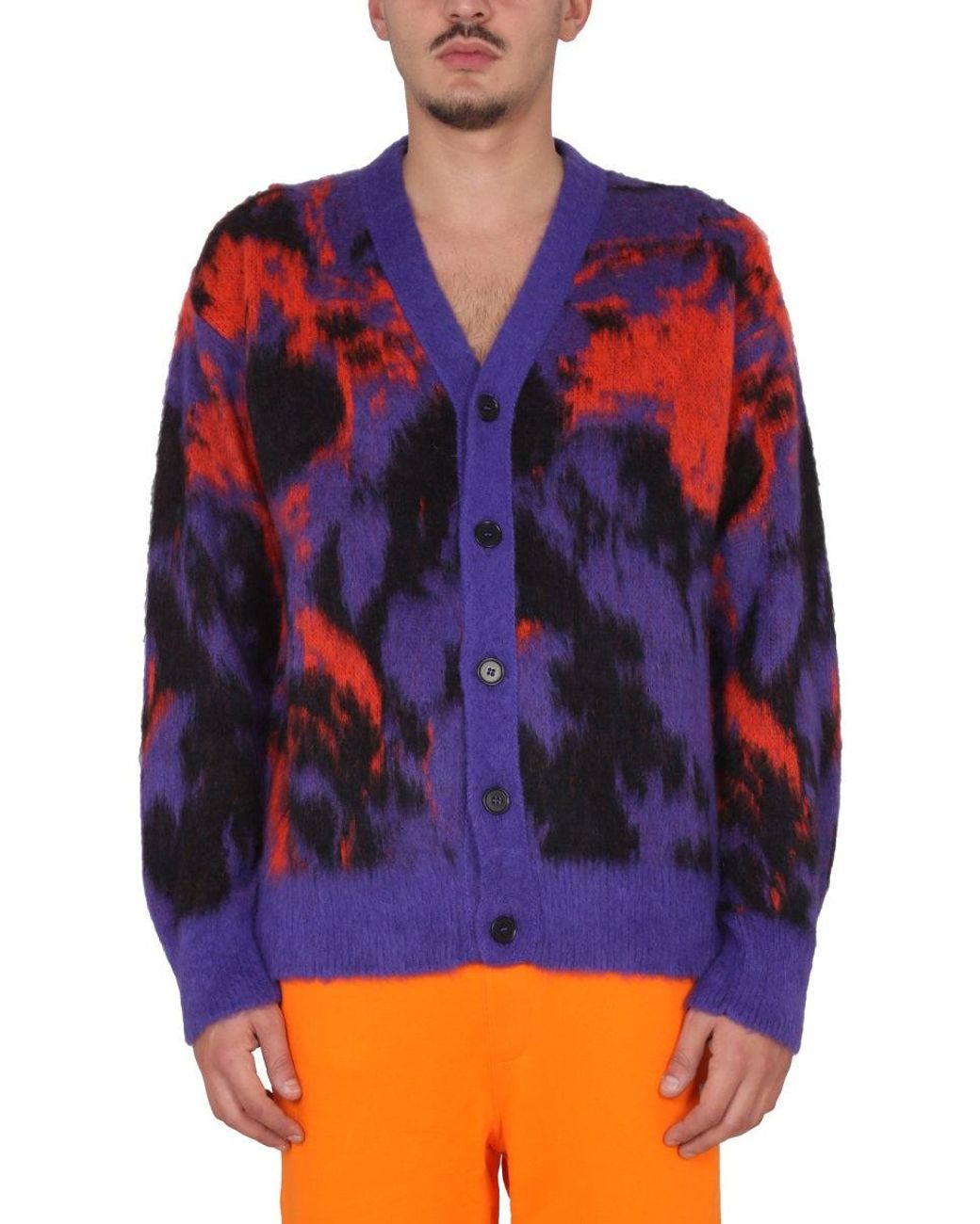 MSGM Blue V-Neck Cardigan Sweater for men