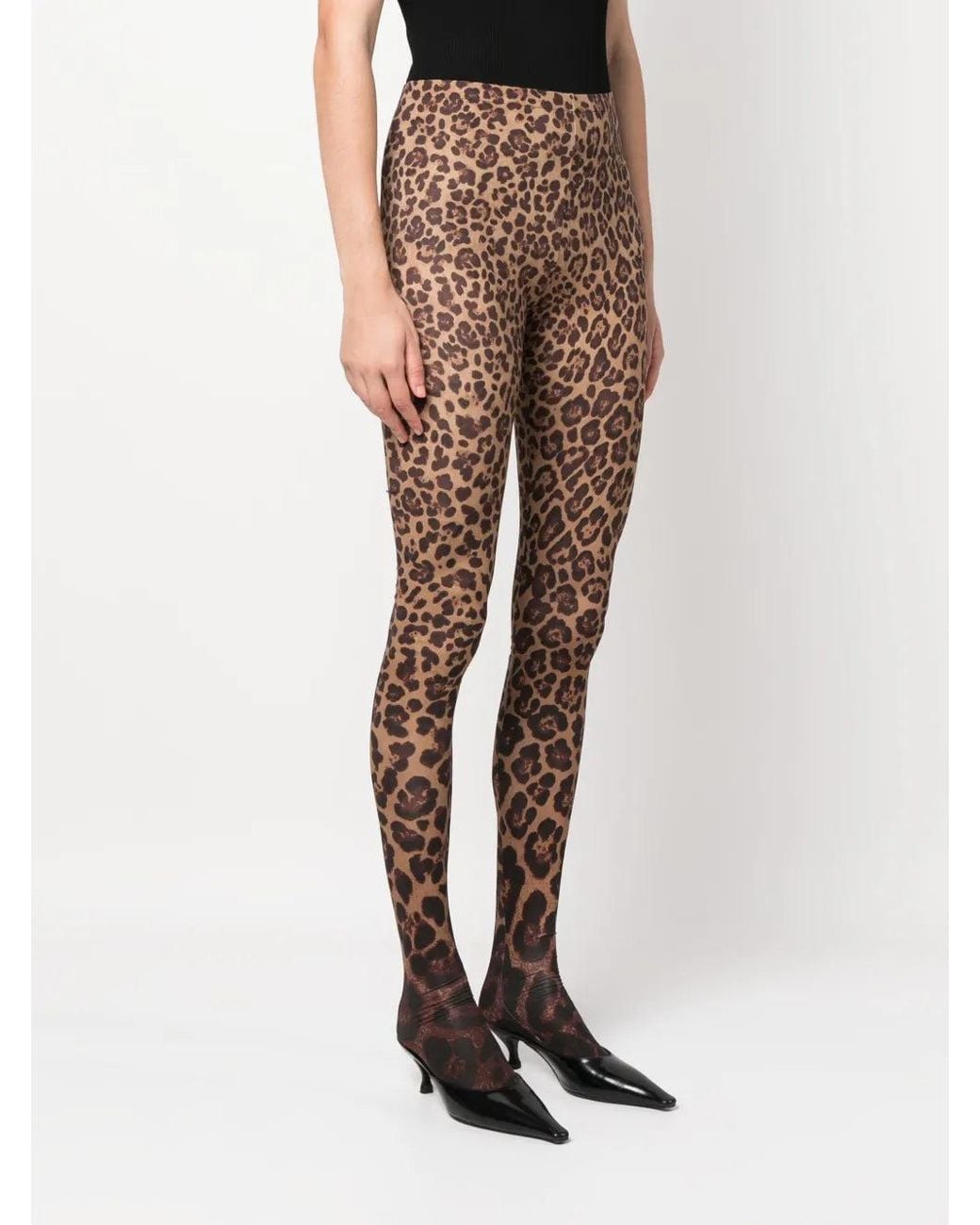 Valentino Brown Leopard-Print Tights