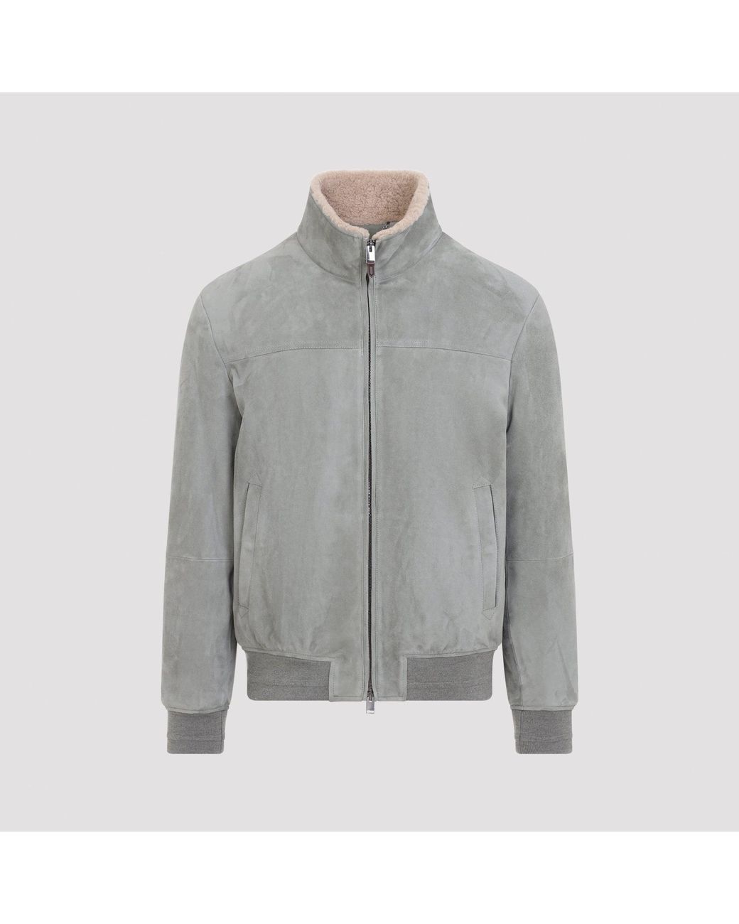Canali Gray Bomber Jacket for men