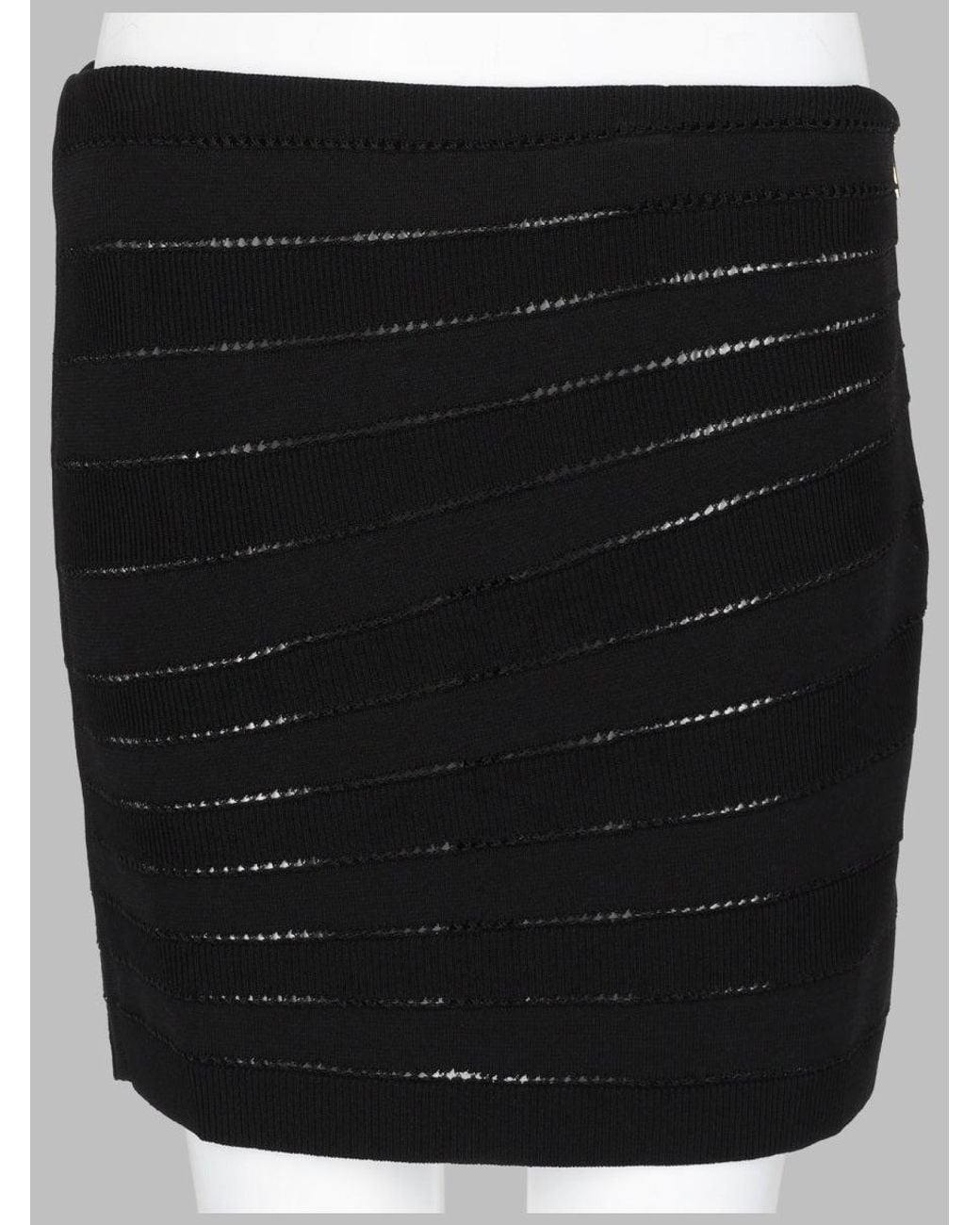 Balmain Black Ribbed Knit Mini Skirt
