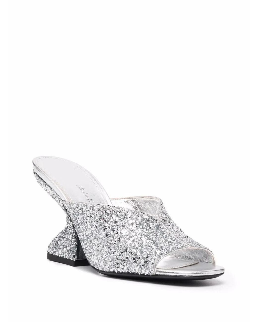 Ferragamo White Sansu Glitter-Detail Sandals