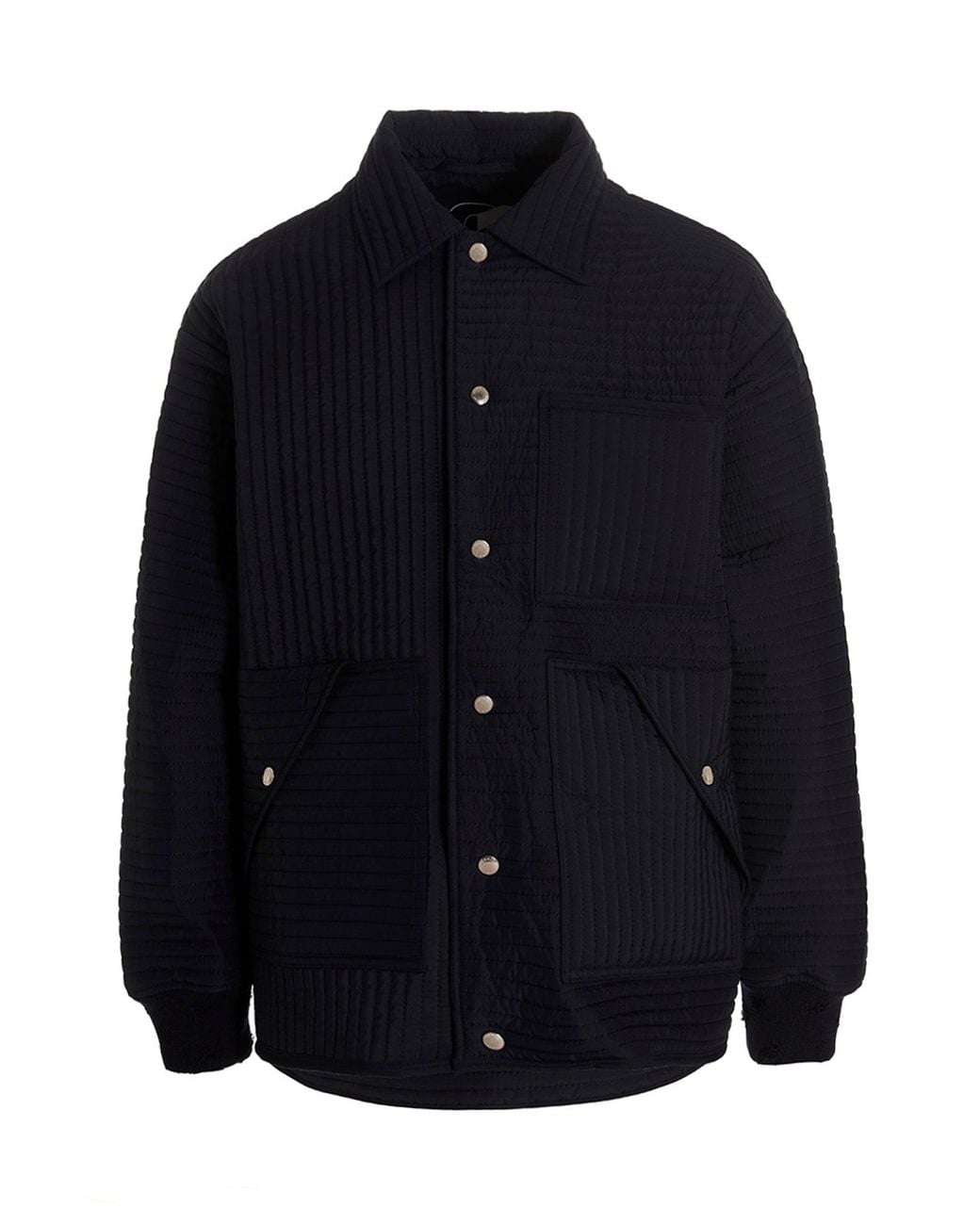 Khrisjoy Blue 'Chore Quilted Stripes' Down Jacket for men