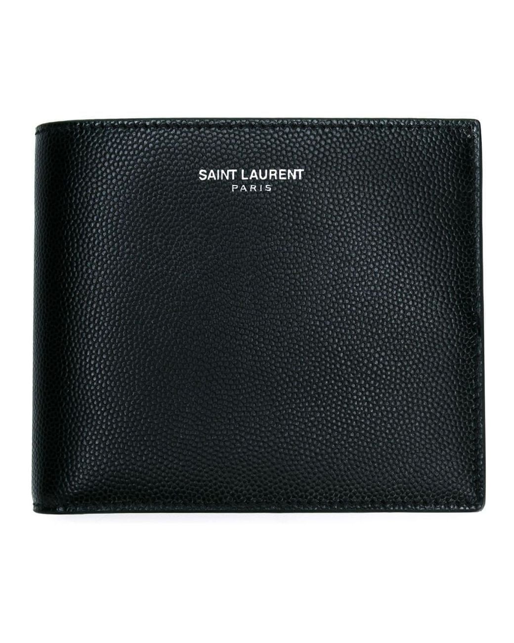 Saint Laurent Black Leather Bi-Fold Wallet With Logo For for men