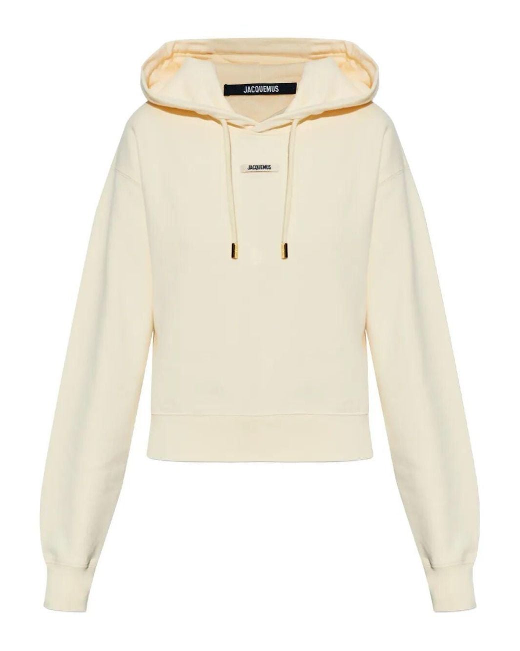 Jacquemus Natural Cropped Hoodie With Drawstring