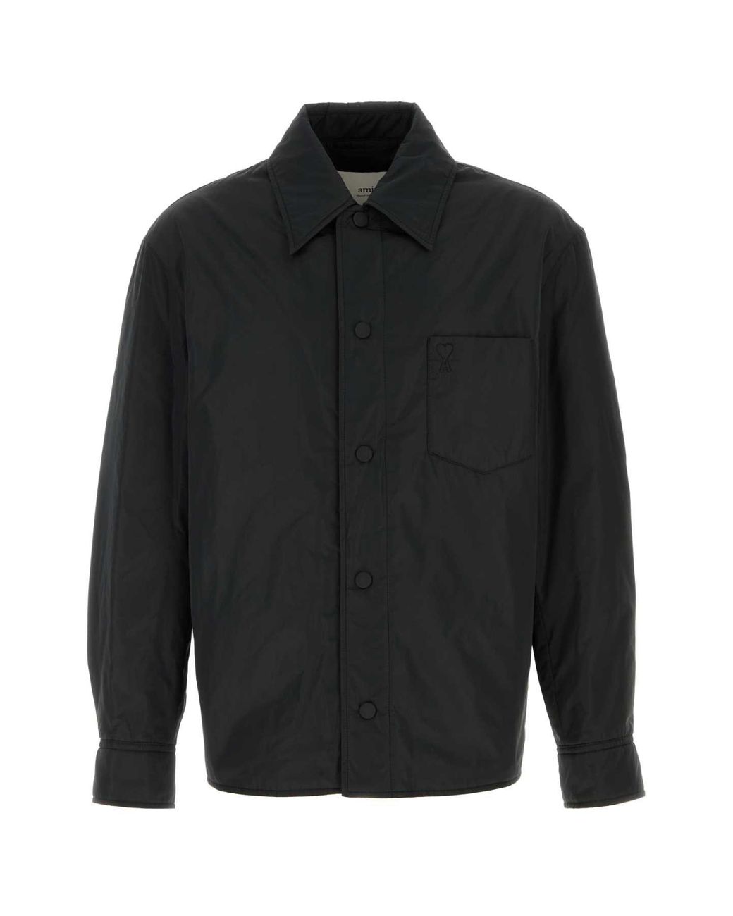 AMI Black Nylon Overshirt for men